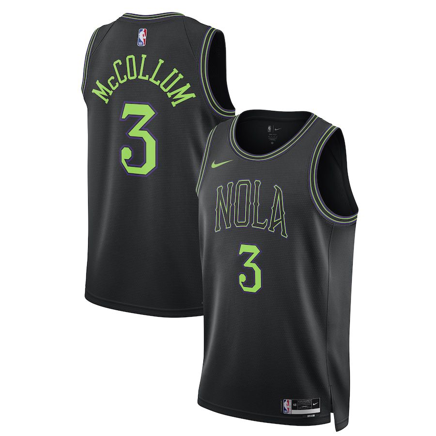 Men New Orleans Pelicans #3 CJ McCollum Nike Black City Edition 2023-24 Swingman NBA Jersey->new orleans pelicans->NBA Jersey